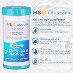 H&G Lifestyles 10" x 4.5 Iron Water Filter for Well Water,Whole House Water Filter Replacement Cartridge, Soften Water,Compatible with 84637, WPX5BB97P, PC10, 355214-45, 355215-45, WP10BB97P, WP5BB97P