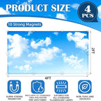 4 Pcs Fluorescent Light Covers - Classroom, Office 4 x 2 Feet Flame Retardant Magnetic Covers for Ceiling Lights Filters (Blue Skies & White Clouds)