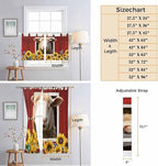 Sheep Sunflower Living Room Curtains 96 Inch Length, Window Curtains Tab Top, Country Red Farm Barn Spring Flowers Light Filtering Window Treatments Drapes 52"x96" 2 Panel