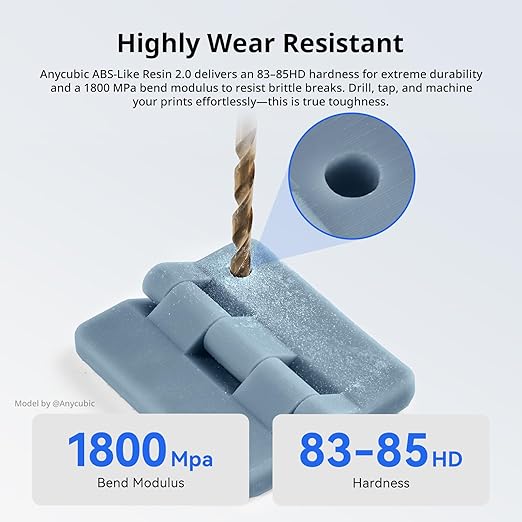 ANYCUBIC 2nd Gen Resin Technology ABS-Like Resin 2.0, 3D Printer Resin with High Toughness, More Precise Details, Low Odor, Wide Compatibility for All LCD Resin 3D Printers (Clear Blue, 1kg)