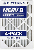 Filter King 16x8x1 Air Filter | 4-PACK | MERV 8 HVAC Pleated A/C Furnace Filters | MADE IN USA | Actual Size: 16 x 8 x .75"