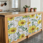Yellow Daisy Tier Curtains, Farmhouse Country Flower Leaf Plant Wood Grain Light Filtering Kitchen Curtains, 2Pcs Rod Pocket Half Window Treatments Panels for Sink Cafe Cabinet Camper 27.5x24 Inches