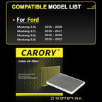 Cabin Air Filter w/Activated Carbon for Ford Mustang 2015 2016 2017 2018 2019 2020 2021 2022 2023 2024, FR3Z-19N619-A, CF12152, FP-78