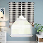 Swag Curtain Valances for Kitchen Windows,Farm Wooden House Black Buffalo Plaid Short Rod Pocket Window Valance,Western Star Swag Topper for Bedroom Living Room,2 Panels 36x36in