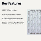 Amazon Basics MERV 5 AC Furnace Air Filter, Cardboard, 16x25x1 Inches, Pack of 6 (Actual Size: 15.75" x 24.75" x 0.75")