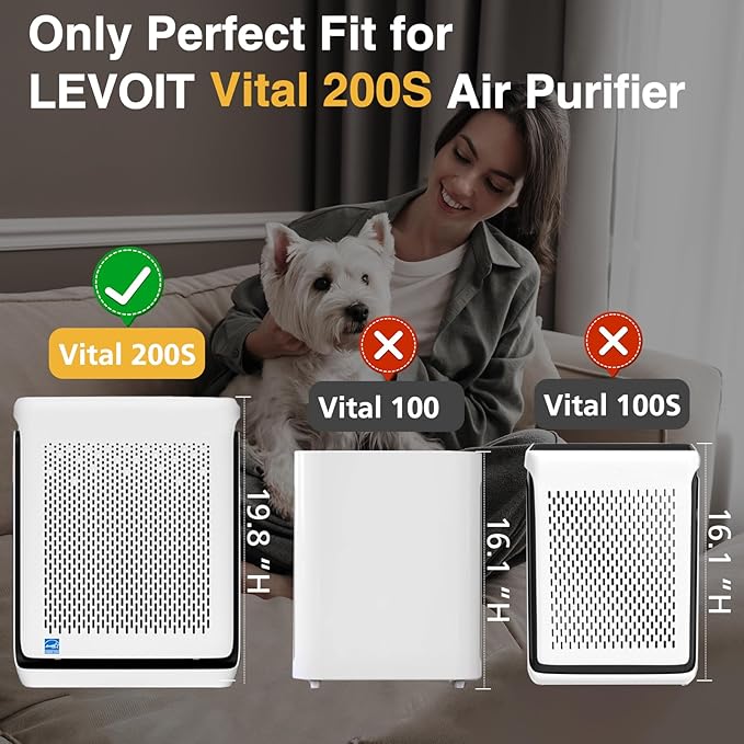 Vital 200S-P Pet Care Replacement Filter for LEVOIT Vital 200S and Vital 200S-P Air Purifier, Vital 200S Pet Care Filter, Vital 200S-RF-PA (LRF-V201-YUS), Yellow, 2 Pack