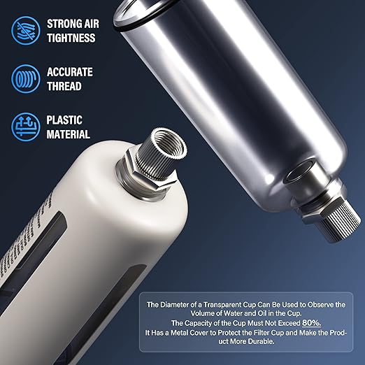 TAILONZ PNEUMATIC 1/2 Inch NPT 3 in 1 Air Filter Pressure Regulator Combo Piggyback, Air Tool Compressor Filter with Gauge AF4000+AF4000+AR4000