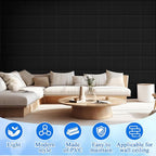 Nuanchu 32 Pcs 3D Slat Wall Panels, 12"x12" PVC Fluted Wall Paneling for Interior Decor, Paintable Waterproof Textured Tiles for Living Room TV Background Gaming Room, 32 Sq. ft Coverage (Black)