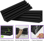 TroyStudio Bass Traps - 12 Pcs 4 X 4 X 12 Inches Dense Thick Studio Bass Foam Corner, Acoustic Treatment Panel Absorbing Echo Reverb, Low Frequency Sound Absorber for Music Room Home Recording Studio