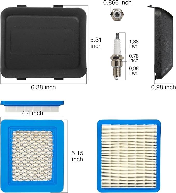 Compatible with Honda Lawn Mower Air Filter GCV160 GVC 190 Air Filter 17211-ZL8-023 17231-Z0L-050 Fit For Honda Mower GCV160 170 Cover For Fuel Pressure Parts Filters Push (Pack 4)