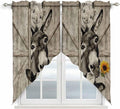 Funny Farm Animals Swag Valances for Windows, Vintage Barn Brown Sunflowers Rod Pocket Kitchen Curtains Valance, Kitchen Window Curtains Swag for Cafe Bathroom Living Room, 2 Panels, 36x63 inch