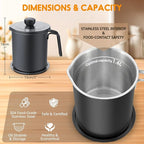 Chihee Grease Container Stainless Steel Bacon Grease Saver with Fine Mesh Strainer 2L / 67.6 fl oz Oil Container Grease Can with Dust-proof Lid Non-slip Tray for Kitchen Storing Frying Cooking Grease