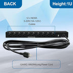 1U PDU Network Servers Surge Protector Power Distribution Unit 12-Outlet, 120V 20A, 3600 Joules 10KA,19″ Rack Mount Power Strip,Heavy-Duty 12AWG 16 ft Cord,w/AC Filter