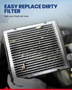 KAX Cabin Air Filter with Activated Carbon, CF10745 Replacement for Subaru Forester 2003 2005 2006 2007 2008, Passenger Compartment Air Filter, Filter Up Dust Pollen, 200% Longer Life
