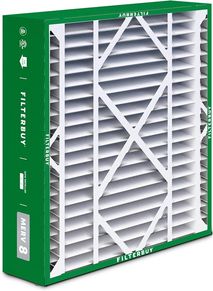 Filterbuy 20x21x5 Air Filter MERV 8 Essential Dust & Allergy Defense (4-Pack), Electrostatic Pleated HVAC AC Furnace Filters Replacement for Lennox and Electro-Air (Actual Size: 19.88 x 20.50 x 4.38)