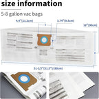 10 Pack Shop Vac 5-8 Gallon Filter Bags, ALYYDBG Type E 90661 9066100 9066133, Type H 90671 9067100 9067133 Disposable Dust bags
