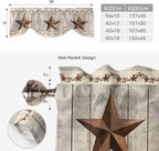 Western Texas Star Retro Tie Up Valance Curtains for Windows, Kitchen Curtains Window Shades, Country Farmhouse Gray Wood Grain Light Filtering Roman Curtain Valances for Bedroom/Bathroom/Cafe 60"x18"