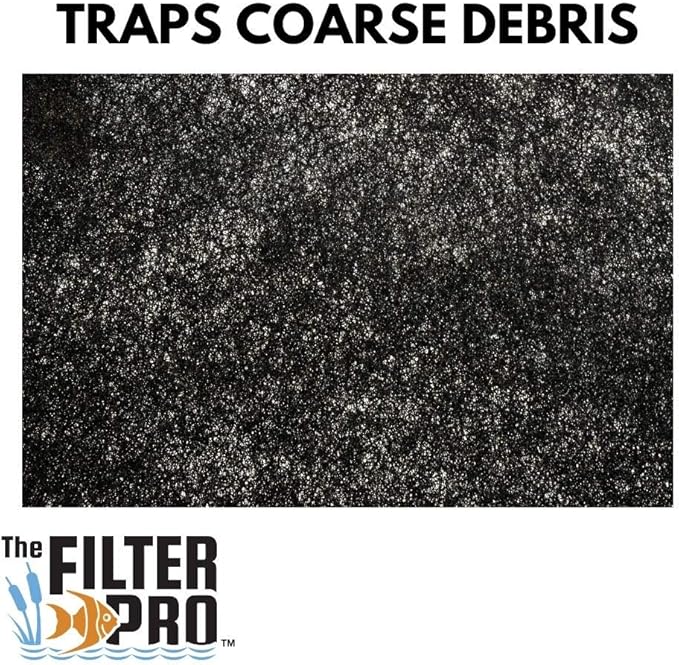 Black Coarse Filter Media, 1.25" Thick, 16" x 56" Roll, Perfect for Aquariums, Ponds or Water Gardens, Made in USA