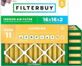 Filterbuy 16x16x2 Air Filter MERV 11 Superior Pet & Allergy Defense (6-Pack), Electrostatic Pleated HVAC AC Furnace Filters Replacement, Made in USA (Actual Size: 15.50 x 15.50 x 1.75)