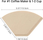 Segarty #1 Coffee Cone Filters, 400 Count Pack Size 1-2 Cup Natural Unbleached Brown Paper Disposable Pour Over Maker Basket Dripper for Most Brewer Machine for Home, Office, Cafetera