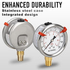 0 to 100 Psi Lead-Free Pressure Gauge, Glycerin Liquid Filled, 2.5 inch Dial, 1/4" NPT Lower Mount, Stainless Steel Case, for Water Pump, Pneumatic Air, Well Tank, RV Hose, Gas, Pressure Test
