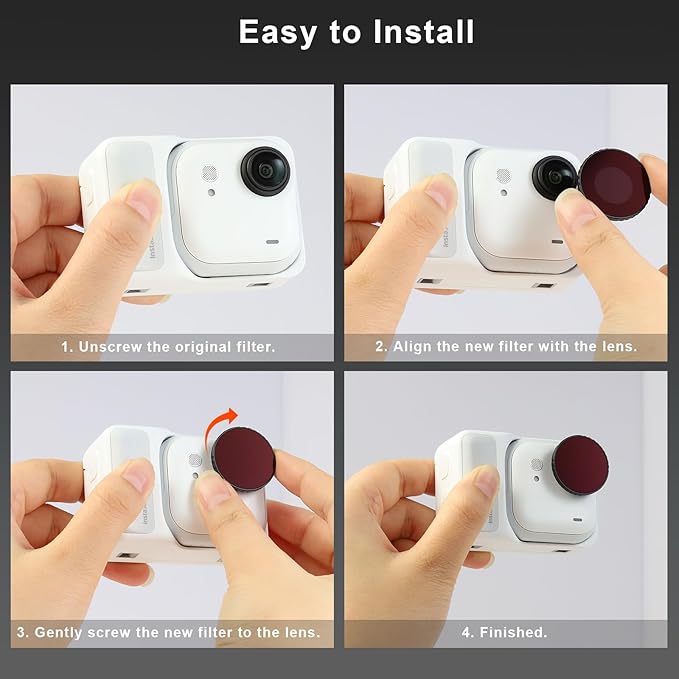 Haoge ND Filter Kit for Insta360 GO Ultra, ND8 ND16 ND32 ND64,4 Pack Light Reduction Exposure Control Optical Glass Filters with Multi-Layer Coating