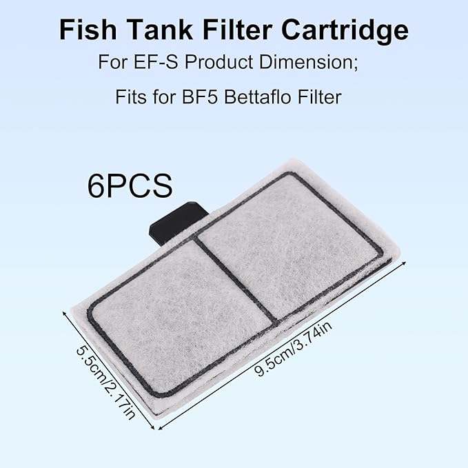 20pcs Filter Cartridges Compatible with Top Fin EF-S & BF5 BETTAFLO, 9.5x5.5cm/3.74x2.17in Fish Tank Filter Cartridge Replacement for Aquarium Water Filtration
