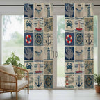 Oceans Outdoor Curtains for Patio Shell Starfish Whales Summer Vintage Waterproof Outside Curtains with Grommet Top Weatherproof Curtain for Cabana Pergola Gazebo, 2 Pack, 54" W x 95" L