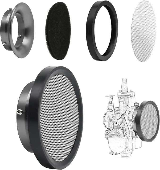 Carburetor Carb Velocity Stack Air Filter Cleaner Modified Trumpet Aluminum Alloy with Sponge Filter Steel Mesh for PWK 21-30mm Short Fast Intake Suggest for Small Displacement (Titan, 50mm)