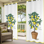 Lemons Outdoor Curtains for Patio Summer Fruit Lemon Tree Waterproof Outside Curtains with Grommet Top Weatherproof Curtain for Cabana Pergola Gazebo, 1 Panel, 54" W x 95" L