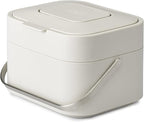 Joseph Joseph Stack Kitchen Food Intelligent Waste Compost Caddy Recycling Bin with Odor Filter, 4 Litre / 1 Gallon - Stone