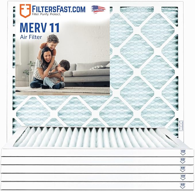 Filters Fast 16x20x1 Air Filter MERV 11, 1" AC Furnace Air Filters, Made in the USA, Actual Size: 15.75"x19.75"x0.75, 6 Pack