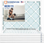 Filters Fast 12x16x1 Air Filter MERV 11, 1" AC Furnace Air Filters, Made in the USA, Actual Size: 11.75"x15.75"x0.75, 6 Pack