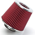 Rtunes Racing Universal Clamp-On Air Filter, Standard Cone, Dry Washable Design, Multiple Inlet Sizes (Red, 3" Inch)