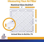 Filter King 8x24x1 Air Filter | 6-PACK | MERV 13 HVAC Pleated A/C Furnace Filters | MADE IN USA | Actual Size: 8 x 24 x .75"