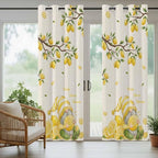 Summer Outdoor Curtains for Patio Lemon Gnome Leaf Linen Texture Waterproof Outside Curtains with Grommet Top Weatherproof Curtain for Cabana Pergola Gazebo, 1 Panel, 54" W x 84" L