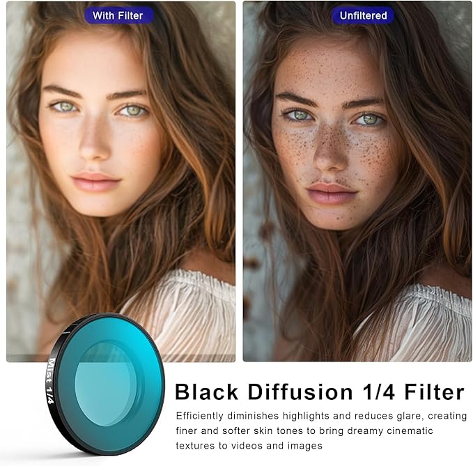 Haoge Black Diffusion 1/4 Filter for DJI Osmo Nano,Dreamy Cinematic Mist Lens Filter Multi Coated HD Optical Glass Filter,Perfect for Portrait Photography,Selfies Personal Vlogs