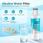 ICEPURE Alkaline LT1000PC Refrigerator Water Filter and Air Filter Replacement for LG LT1000P/PC/PCS, Kenmore 9980, ADQ74793501 ADQ74793502 ADQ747935 MDJ6484460 LT1000, Enhances PH, 3 Combo