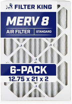 Filter King 12.75x21x2 Air Filter | 6-PACK | MERV 8 HVAC Pleated A/C Furnace Filters | MADE IN USA | Actual Size: 12.75 x 21 x 1.75"