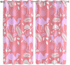 2 Panel Kitchen Cafe Curtains, Desert Camel Sunlight Filtering Nature Air Through, Home Decor Window Covering Tier Curtains for Living Room 80W x 63L inch Vintage Sand Camel Leaves Flower Pattern Pink