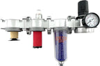1/4" NPT MID FLOW 4 Stages Filter Coalescing Desiccant Dryer Regulator System For Compressed Air Lines, Poly Bowls, Great For Paint Spray And Plasma Cutter (MANUAL DRAIN)