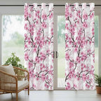 Cherry Flowers Outdoor Curtains for Patio Spring Flower Vintage Watercolor Waterproof Outside Curtains with Grommet Top Weatherproof Curtain for Cabana Pergola Gazebo, 2 Pack, 54" W x 84" L