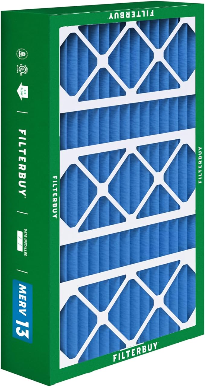 Filterbuy 15.75x27.63x3.50 Air Filter MERV 13 Optimal Smoke & Allergy Defense (3-Pack), Pleated HVAC AC Furnace Filters for AprilAire Space-Gard 104 & 2140 (Actual Size: 15.69 x 27.56 x 3.50)