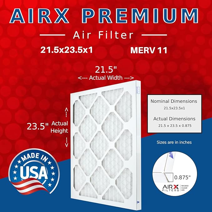 AIRx Filters WICKED CLEAN AIR 21.5x23.5x1 MERV 11 Electrostatic Pleated Air Conditioner Filter 6 Pack HVAC AC Furnace Filters