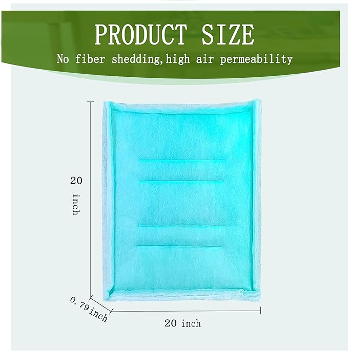 AUC Paint Booth Tacky Intake Filter Pad Series 55, 20" x 20" (20/case) Spray Booth Intake Filter with Internal Wire Support Frame