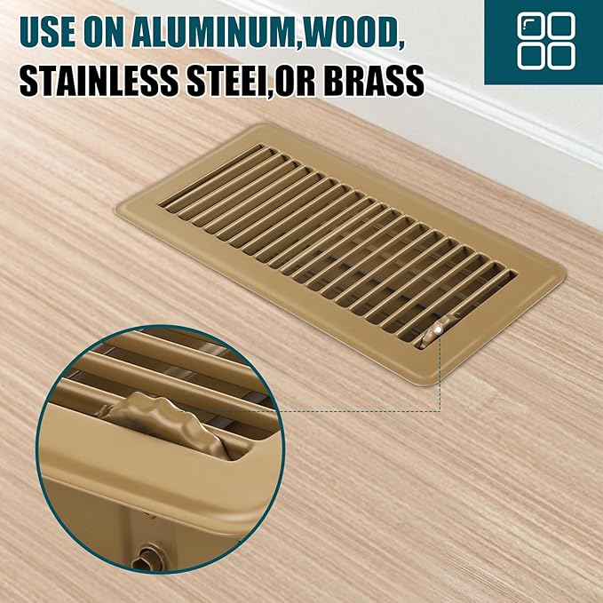 VOISEN Floor Register 4x10, 10 Pack Brown Floor Register Vents,Heavy Duty Steel Walkable Floor Vents,Vent Covers for Home Floor