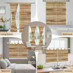 Light Brown Wood Grain Kitchen Curtains 45 Inch Length, Short Cafe Window Curtains Tab Top, Western Farmhouse Barn Door Light Filtering Window Treatments Tier Drapes 27.5"x45" 2 Panel