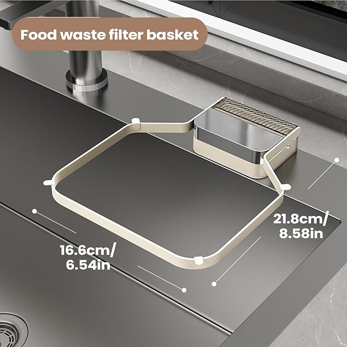 Corner Sink Strainer – PC ABS Iron Art 16.6x21.8x2cm | Foldable Basket Strainer | Sink Food Catcher | Suction Cup Drain Filter For Food Waste Disposal Scrap Collection