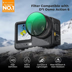 K&F CONCEPT Snap On Black Diffusion 1/4 Filter Compatible with DJI Osmo Action 6, Creative Mist Cinematic Effect Filters, Multi-Coated/Optical Glass/Aluminum Alloy Frame Action Camera Accessories