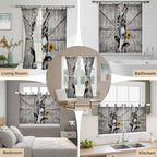Funny Farm Animals Bedroom Curtains 72 Inch Length, Window Curtains Tab Top, Vintage Barn Grey Sunflowers Light Filtering Window Treatments Drapes 52"x72" 2 Panel
